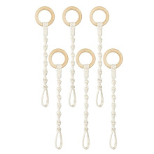 6-Pack Plant Hanging Extender Wood Ring Hand Woven Flower Pot Rope Hanging Cotton Rope Garden Flower Pot