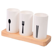 Soporte para Utensilios para Encimera de Cocina con Base de Madera Soporte para Utensilios de Cocina Redondo