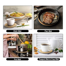 Bamboo Pot Coasters,Heat-Resistant Bamboo Place Mats, Square and Round Pot Coasters Made of Wood, for,Bowl,Pots,Plates