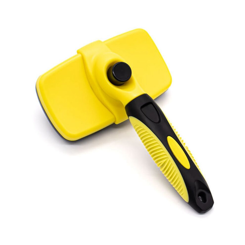 Semoic Dog Self-Cleaning Slicker Brush For Shedding & Grooming Long Short Haired Cats, Pain Free Bristles Gently,Yellow