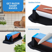 Grade Knife Sharpening Stone Kit, 3-Sided Grit 400/1000/3000, Kitchen Knifes Sharpener with Precision Angle Guide