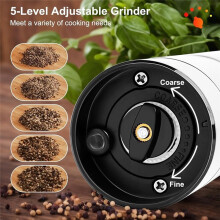Electric Salt and Pepper Grinder Rechargeable Automatic Pepper Mill with Adjustable Coarsenes with LED Light-A