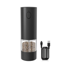 Moulin à Sel et à Poivre Électrique, Moulin à Poivre Automatique Rechargeable avec Grains Réglables et Lumière LED-A