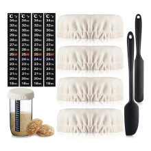Sourdough  Jar Kits Replacement Set with Cloth Cover,Thermometer Strips 2 Spatula Fit 24 Oz Sourdough  Jar