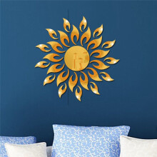 5Set DIY Sticker Wall Sticker Sun Room Wall TV Cabinet Ceiling Art Decor Removable Mirror Shape Decoration,Silver