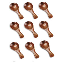 9PCS Small Wooden Spoons, 3.2 Inch Small Wooden Spoons for Jars, Brown  Wood Teaspoons for Serving Ice Cream Honey