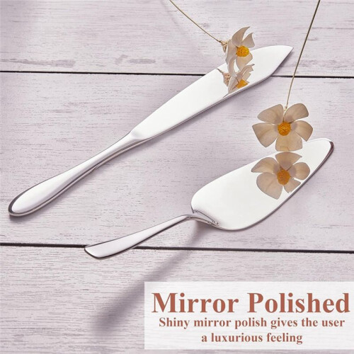 Cake Cutting Set for Wedding, Cake Knife and Server Set,Classic Design Pie Cake Serving Set of 2 Piece,Dishwasher Safe,A 2
