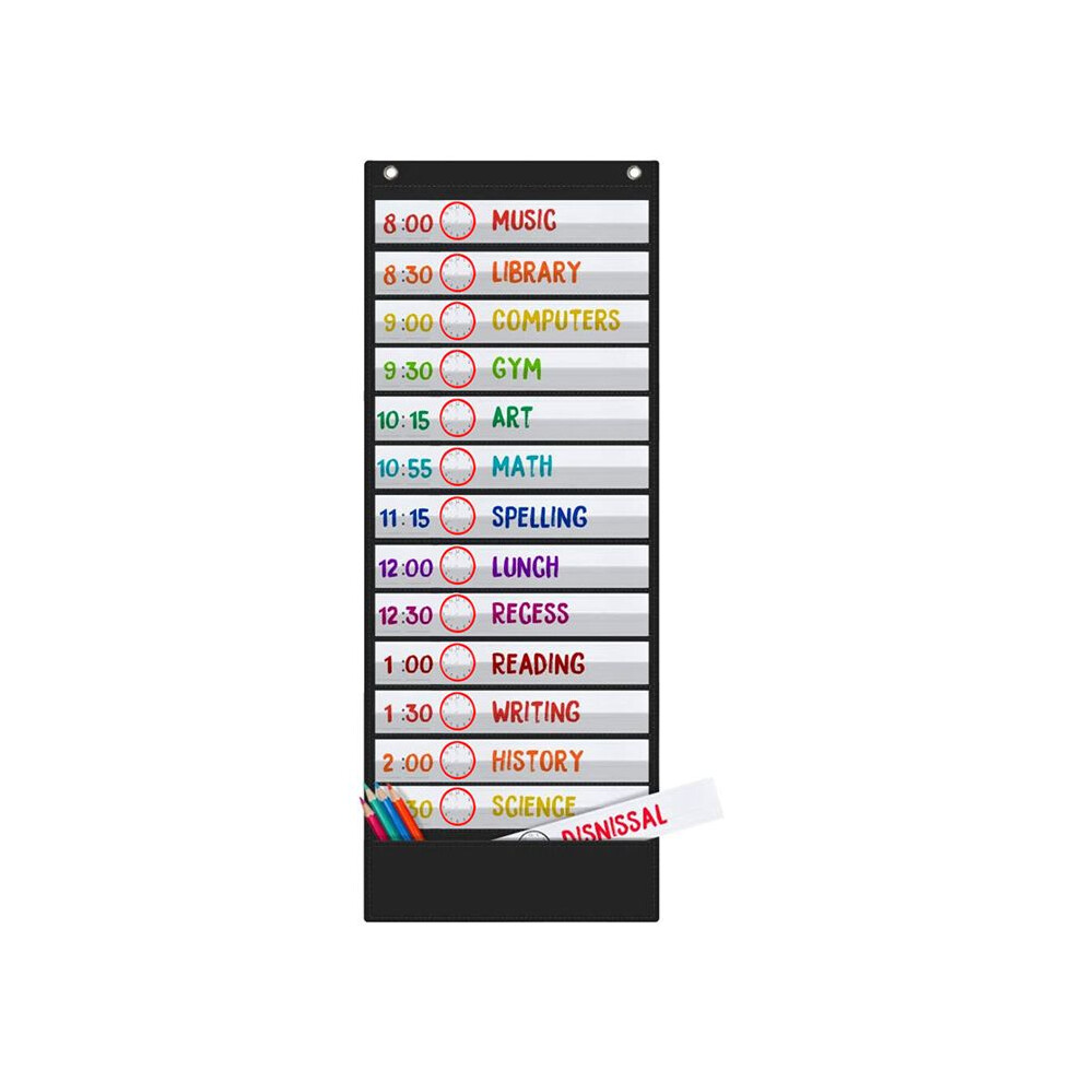 Daily Schedule Pocket Charts, 13+1 Pocket, 18 Sided Reusable For Classroom, Classroom Pocket Chart,Classroom Schedule 6032646147430
