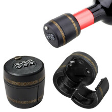 Plastic Wine Bottle Lock Secret for Wine Stopper Bottle Cap with Password Bar Wine Accessories Gifts Black