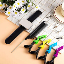 8 PCS Parting Hair Selecting 6 Hair Sectioning Styling Clips Hair Parting Tool 2 Rat Tail Braiding Combs