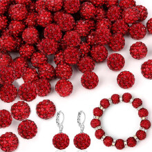 150 Pcs 10mm Rhinestone Beads for Jewelry Making, Clay Rhinestone Beads for Bracelet Necklace Earring Red