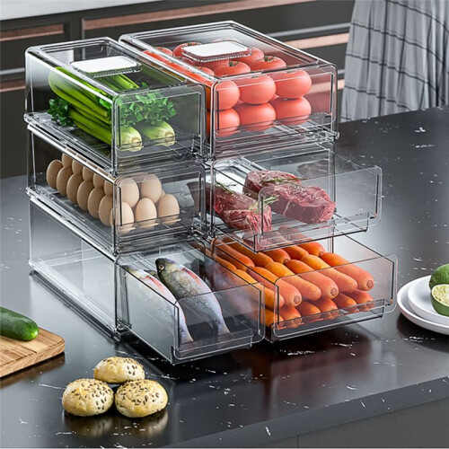 Drawer Refrigerator Storage Box, Stackable Refrigerator Storage Box, Kitchen Cabinet Fresh Storage S 1