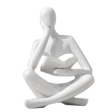 Sculture di Pensatori, Statua in Resina Bianca Ornamento da Lettura, Decorazione di Sculture di Pensatori, Decorazione di Libri Moderni B