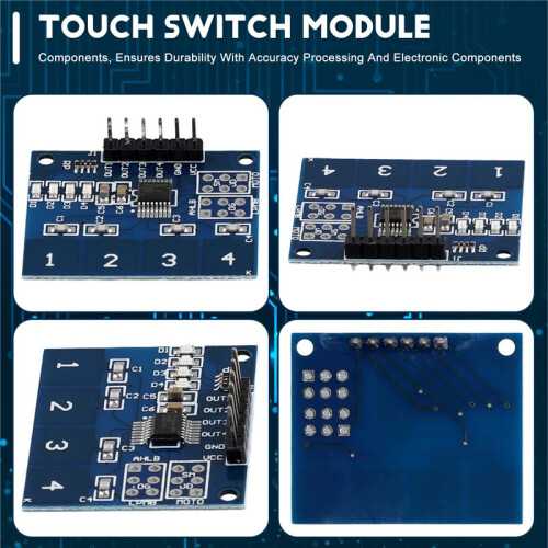 TTP224 Capacitive 4 Channels Touch  Module 4 Key Induction IC 2.4V to 5.5V Level State Indicator Onboard Module 2