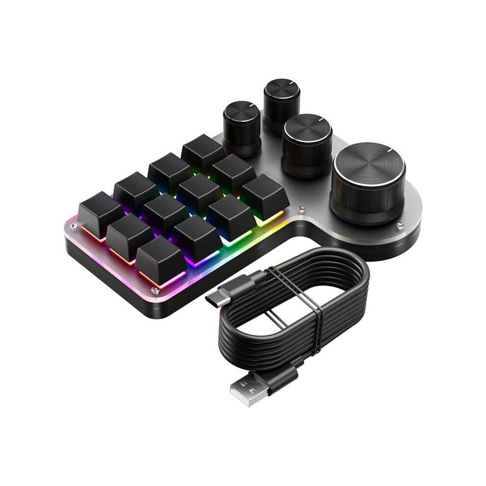 Photos - Headphones Custom Keyboard 12 Keys 4 Knobs RGB BT Mechanical Keyboard Hotswap Programming Macro Gaming Keypad Black