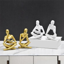 Denkers Sculpturen, Witte Denkers Hars Standbeeld Lezing Ornament, Denkers Sculptuur Decoratie, Modern Boek Decor B