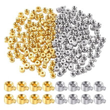 80pcs Crimp Beads for Jewelry Making, Gold Silver Spacer Beads Metal Bead Stopper Crimp Charms for Bracelet Necklace