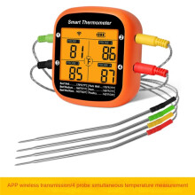 Draadloze Vleesthermometer voor Het Grillen van Rookoven APP Digitale Thermometer met Vier Sondes Slimme BBQ-Voedselthermometer