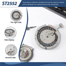 ST2552 Six-Pin 6 O'Clock Black Calendar Fully Automatic Mechanical Movement 3/6/9 Small Needle Watch Accessories