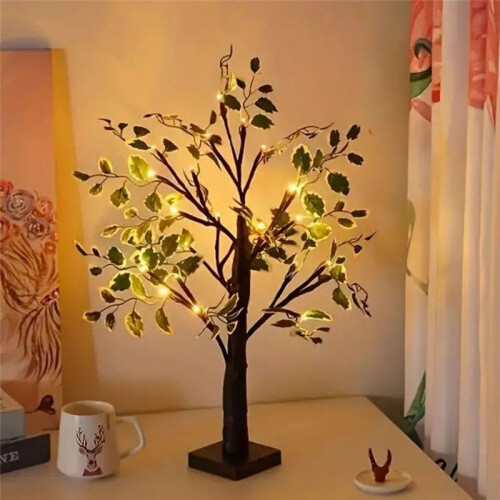 1pc 24LED Simulation Tree Light Holiday Shaped Tree Light Various Activity Scene Decoration Luminous Tree Black 2