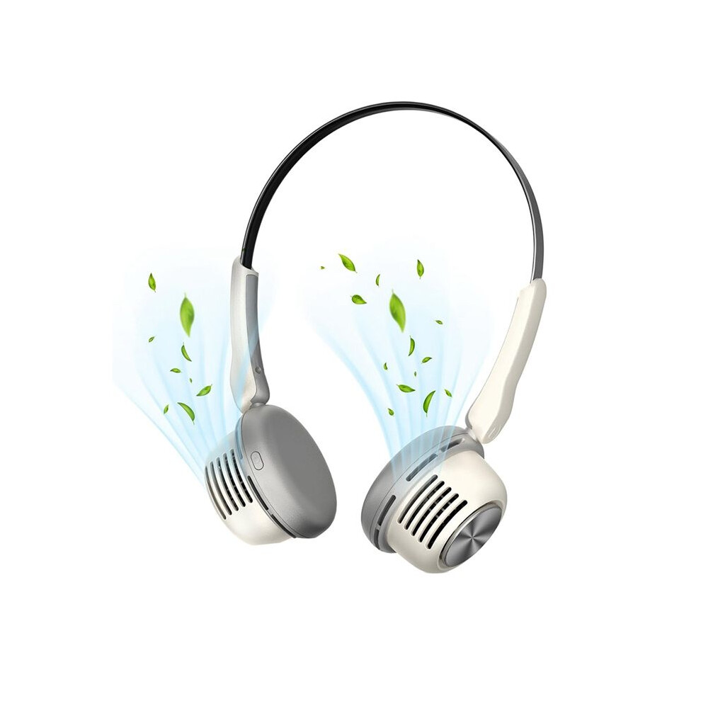 Portable Neck Fan,Bladeless Fan,Usb Rechargeable Wearable Cooling Personal Fan,5 Speeds Adjustable Strong Wind Fan White 6134220625379