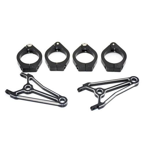 Motorcycle Universal Headlight Bracket Mount Clamp for 39mm-41mm Adjustable Headlight Mount Clamp Black+Silver 2