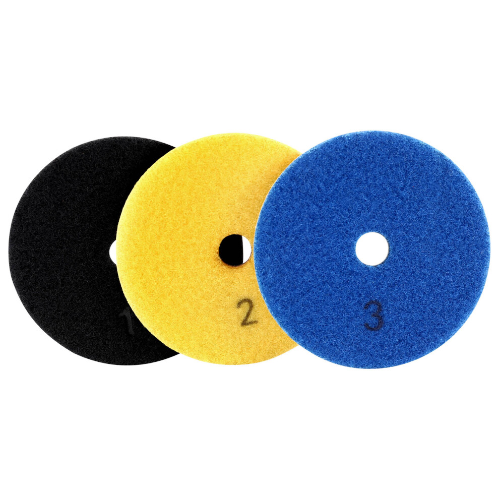 3 Pieces 100Mm Diamond Flexible Wet & Dry Polishing Pads 3 Step Floor Polish For Stone Marble Tile 4711589478116