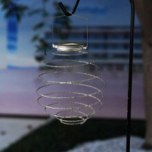 Solar Powered LED Spiral Hanging Lights Outdoor Lighting LED Wire Lantern Spiralight (Spiral Light x4) Warm White