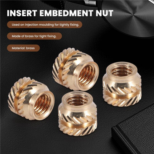 100Pcs M3 Thread Knurled Brass Threaded Heat Set Heat Resistant Insert Embedment Nut,M3X5X4,for 3D Printer Voron 2.4 Etc 2