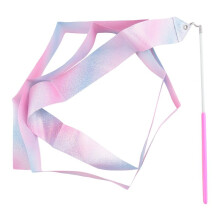 2M Flashing Star Gym Ribbons Dance Ribbon Rhythmic Art Gymnastics Ballet Streamer Twirling Rod Rainbow Stick