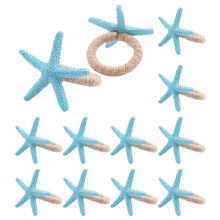 Conjunto de Anéis de Guardanapo Estrela Do Mar com 12 Litorais Oceânicos, Casamento Náutico, Festa de Férias, Decoração de Mesa de Praia