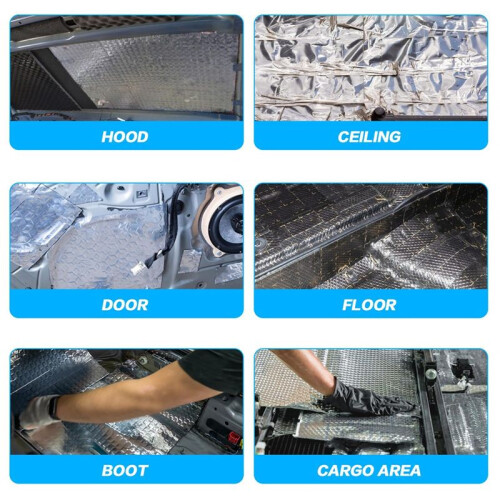 10 Alfombrillas Aislantes Acústicas para Coche, Autoadhesivas, Impermeables e Ignífugas. 2