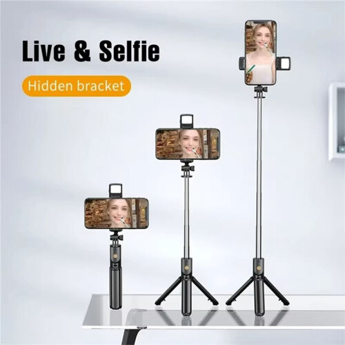 Selfie Stick Wireless Tripod Stand with Light  Remote Extendable Tripod for Mobile Live Streaming 2