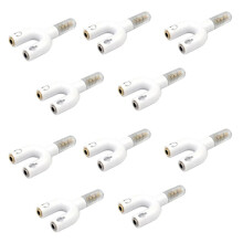 10pcs 3.5mm Headphone Jack Audio Splitter U Type Adapter Microphone and Audio 2-in-1 Swivel Connector White