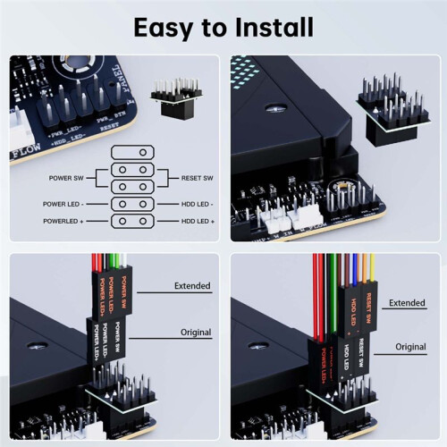 Desktop Computer Power  PC Motherboard External Start Power /Off Button Extension Cable with Adapter 2