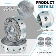 4 Pcs Galvanized Hanger Strap Metal Strapping with Holes Pipe Hanger for Pipe Supports Hanging, 10 Ft