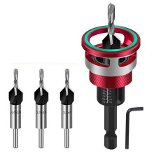 Countersink Drill Bit Set 6-Piece Countersink Wood Drill Bit with Depth Stop,Precision Drilling for Woodworking