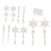 Christmas Tree Clear Acrylic Icicle Ornaments Crystal Snowflake Icicle Drop Hanging Pendants for Xmas New Year Decor A
