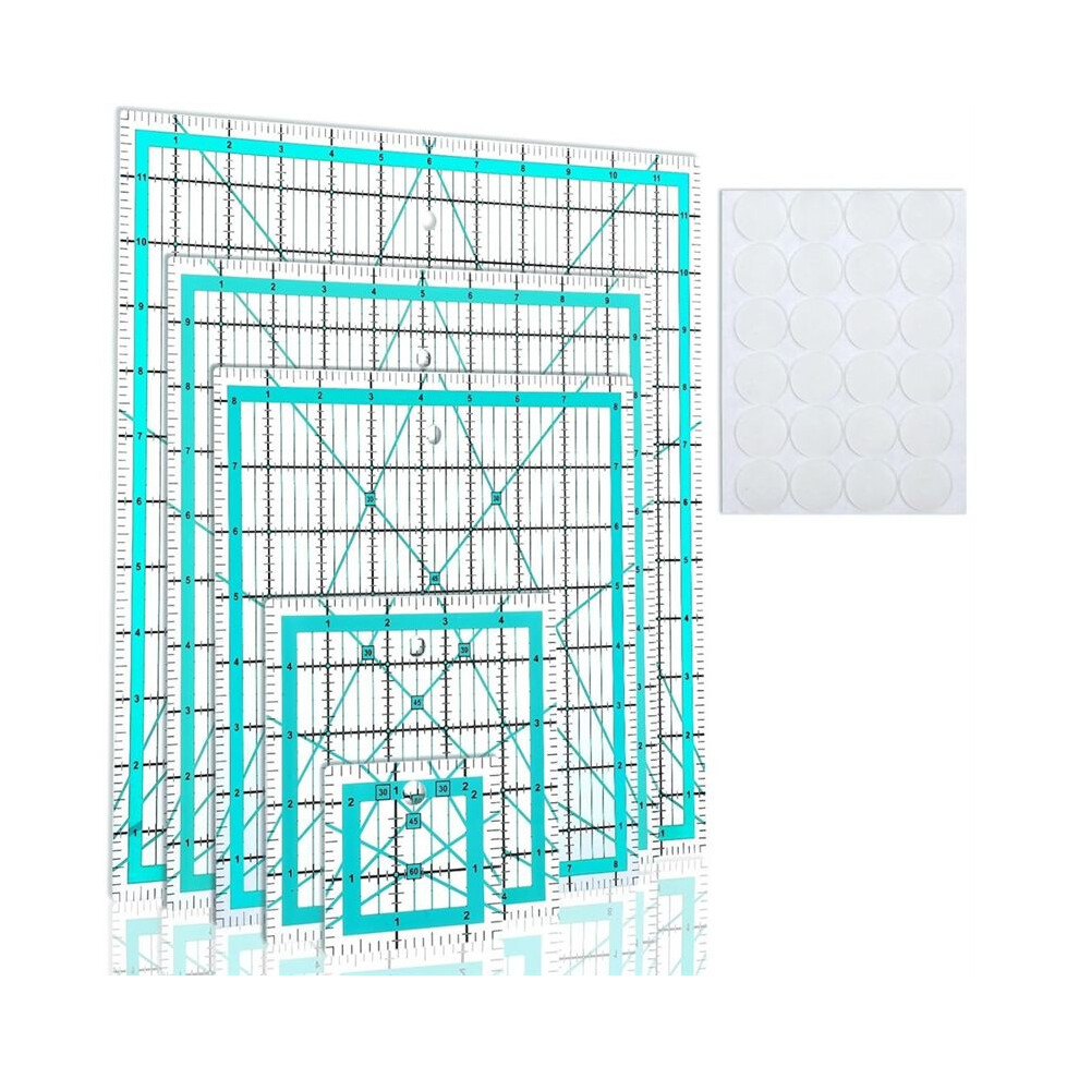 5Pcs Square Quilting Rulers With Non-Slip Rings,Quilting Templates, Grids Quilting Rulers For Sewing 4711628394506