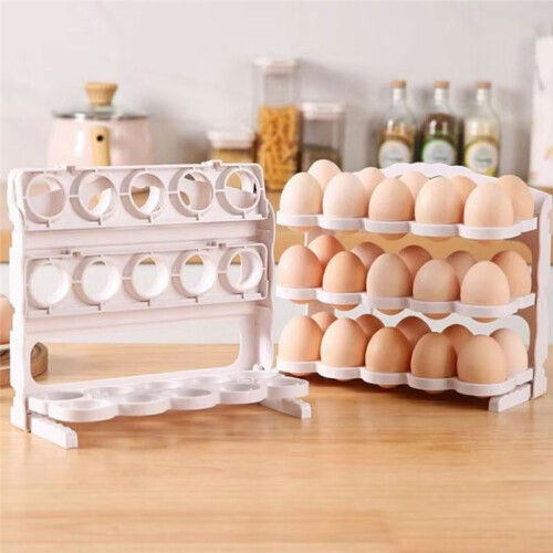 Egg Holder for Fridge - 3-Tier Egg Storage Organizer, Large Capacity Egg Rack for Refrigerator,Collapsible Egg Tray 2