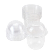 100 Pièces 360 Ml Gobelets à Dessert avec Couvercles Gobelets à Pudding Jetables Gobelets Jetables en Plastique pour Soupe Sundaes Crème Glacée