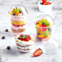 100 Pièces 360 Ml Gobelets à Dessert avec Couvercles Gobelets à Pudding Jetables Gobelets Jetables en Plastique pour Soupe Sundaes Crème Glacée