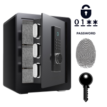 Armored Biometric Fingerprint Safe Box 45x38x30cm Home Office Security Steel Electronic Keypad Alarm System Black