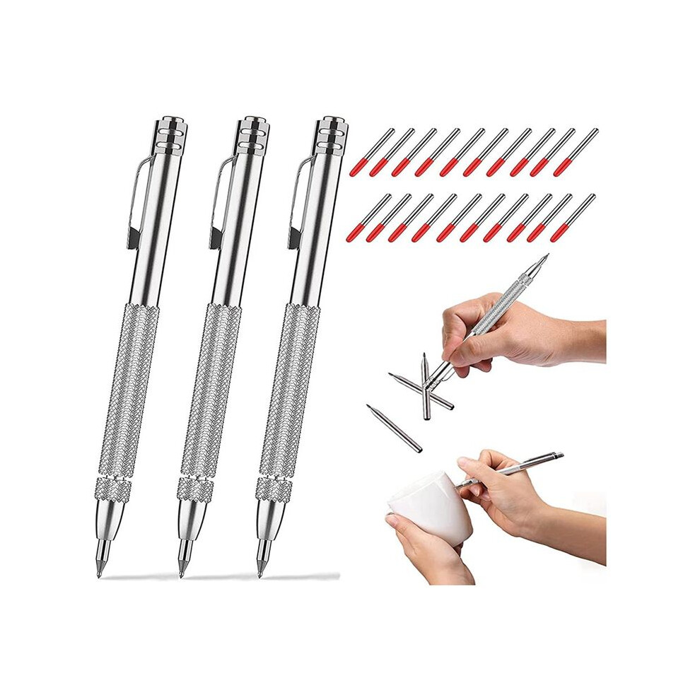 3Pack Scribe Tool With Magnet,Tungsten Carbide Scriber With 20 Replacement Marking Tip,For Glass/Ceramics/Hardened Steel 6032687743554