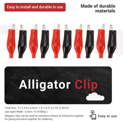 20 Pcs Black Red Soft Plastic Coated Testing Probe Alligator Test Clip 1