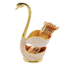 Swan Style Coffee Dessert Spoon Set-European Fruit Scoop Holder & Decorative Tableware for Sophisticated Dining B