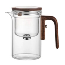 Water Separation Inner Container Teapot One Click Magnetic Tea Separation Filtration Glass Tea Pot Wood HandleTea