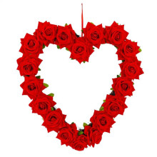 Roses Garland for Home HeartShaped Roses Flower Garland Decorative Simulation Roses Flowers Wreath for Front Door Home