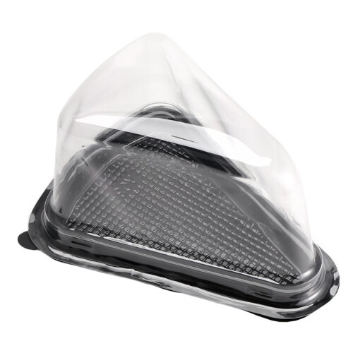 100Pcs Cake Slice Plastic Clear Cupcake Container Cheesecake Box with Blister Box with Black Bottom 1