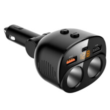 Caricabatteria da Auto QC 3.0 Adattatore Splitter un 2 Prese Dual USB PD 18W con Display di Tensione un LED per GPS Dash Cam per Telefono Auto